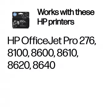 HP 950XL Cartucho de tinta original negro de alto rendimiento, Negro, 1 ud., 1650 páginas