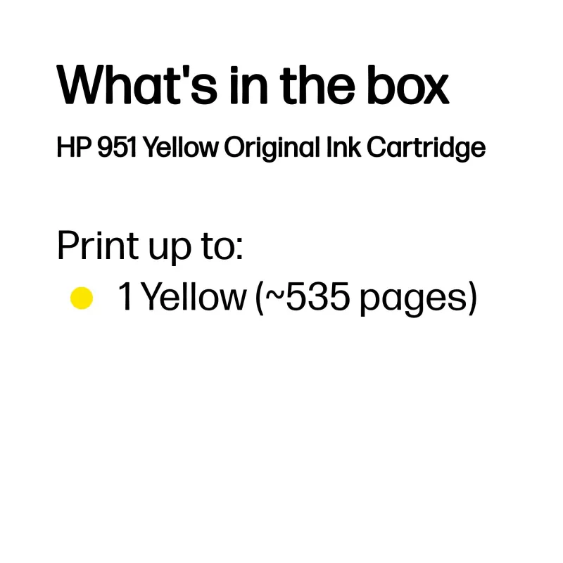 HP 951 Cartucho de tinta original amarillo, Amarillo, 1 ud., 535 páginas