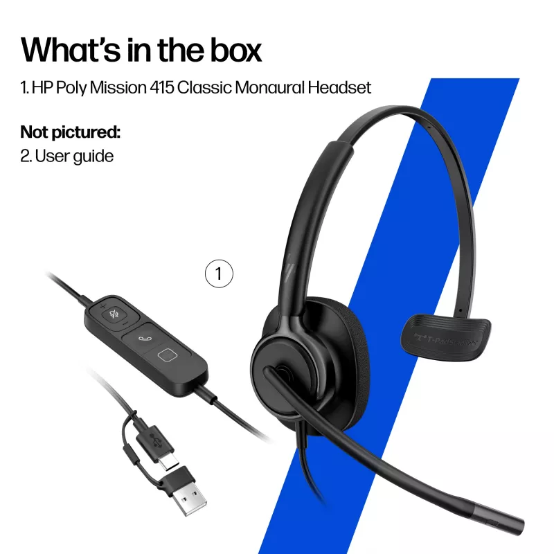 HP Poly Mission 425 Auricular estéreo USB con cable