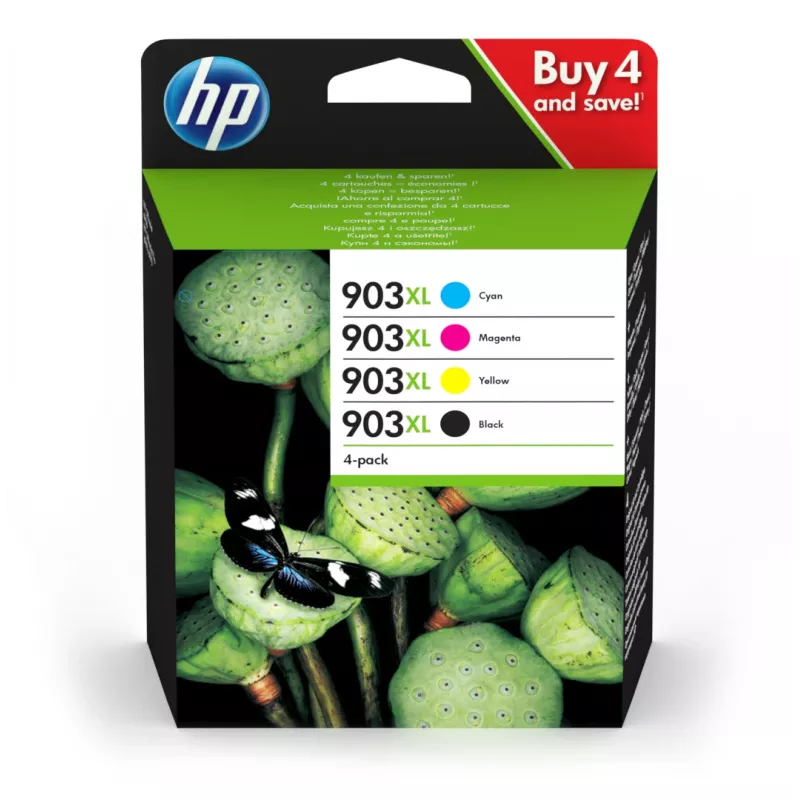 HP 903XL Cartucho de tinta 4 uds. Original Alto (XL) Rendimiento Negro, Cian, Magenta, Amarillo