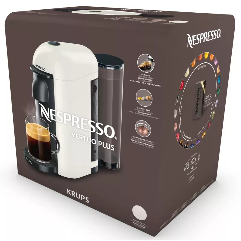 Cafetera de cápsulas de espresso y café KRUPS Nespresso Vertuo XN903810 negra
