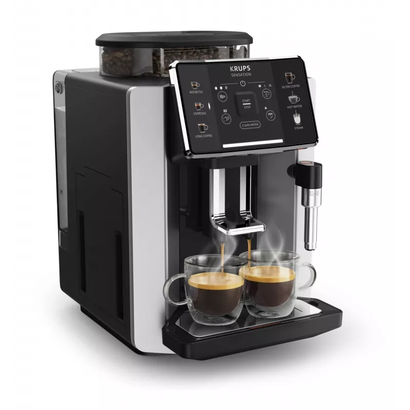 Cafetera de espresso KRUPS Sensation EA910E — superautomática, depósito de agua de 1,7 l, molinillo integrado, 2 salidas, 1450 W