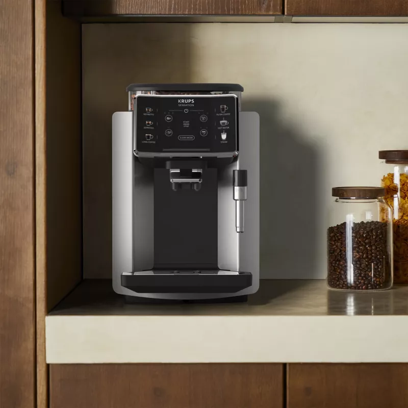 Cafetera de espresso KRUPS Sensation EA910E — superautomática, depósito de agua de 1,7 l, molinillo integrado, 2 salidas, 1450 W