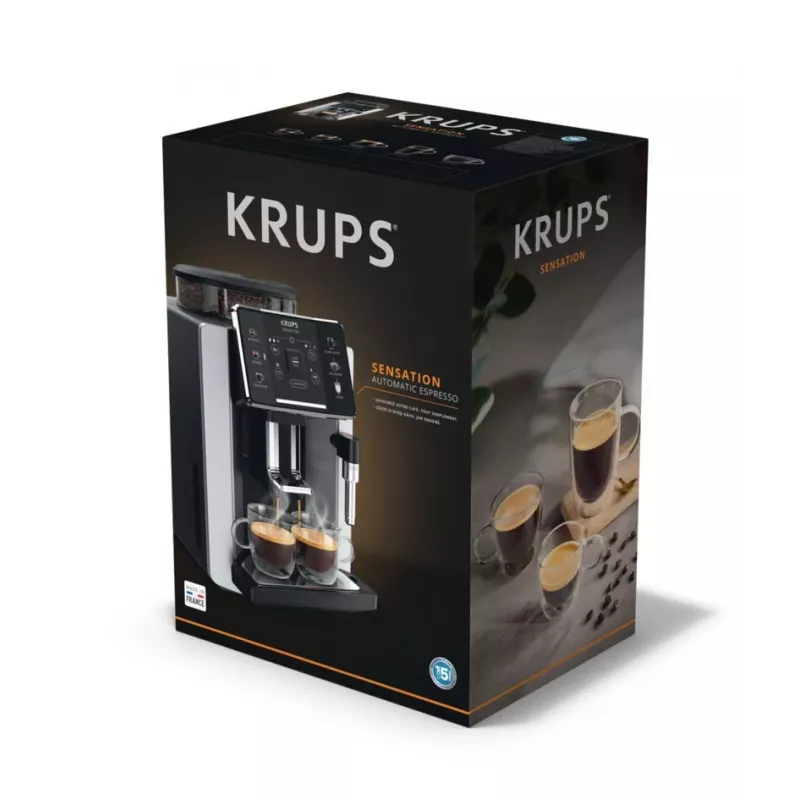 Cafetera de espresso KRUPS Sensation EA910E — superautomática, depósito de agua de 1,7 l, molinillo integrado, 2 salidas, 1450 W