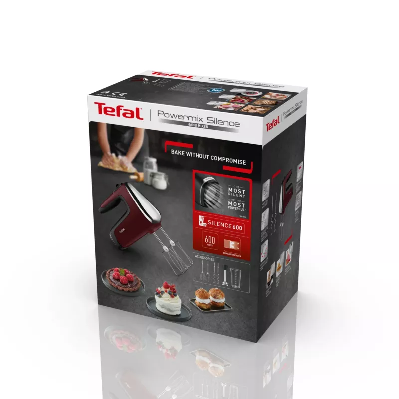 Tefal Powermix Silence HT6525 Batidora de mano 600 W Rojo
