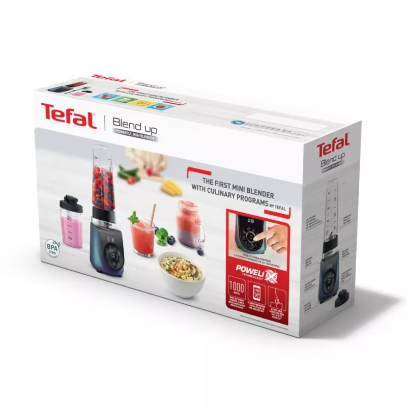 Tefal Blend Up BL19H4F0 Batidora 0,85 L Batidora de vaso 1000 W Azul, Transparente