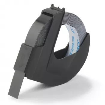 Cinta de etiquetado en relieve DYMO Authentic | rollo de 9 mm x 3 m | impresión blanca sobre negro | autoadhesiva | para máquinas de etiquetado en relieve | 1 ud.