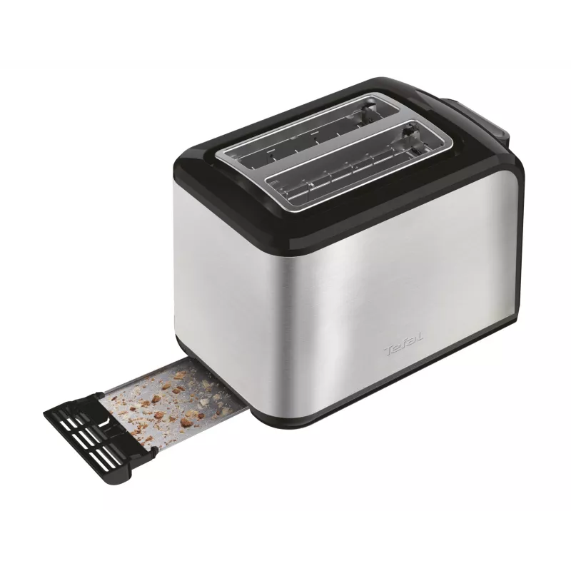 Tostadora Tefal Express TT410D 7 2 ranuras 850 W negra, acero inoxidable