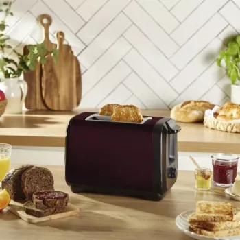 Tostadora MOULINEX LT5S05E0 — 2 ranuras, 1300 W, carcasa de acero inoxidable, negra/roja