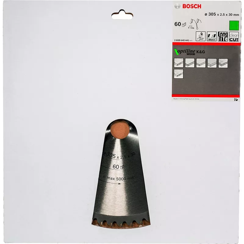 Hojas de sierra circular Bosch Optiline Wood, madera, 30,5 cm, Bosch, 798 g, 1 ud.