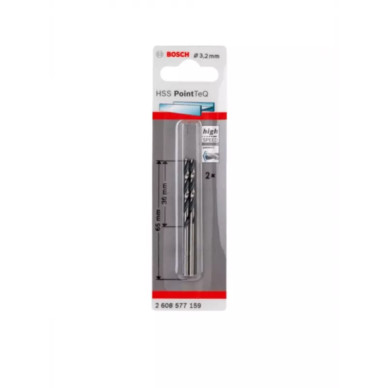 Bosch HSS brocas helicoidales PointTeQ, brocas, helicoidales, giro a la derecha, 3,2 mm, acero, fundición, 3,6 cm