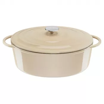 Tefal E25906 menaje de cocina oval de hierro fundido beige, 34 cm de diámetro, forma ovalada