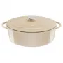 Tefal E25906 menaje de cocina oval de hierro fundido beige, 34 cm de diámetro, forma ovalada