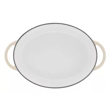 Tefal E25906 menaje de cocina oval de hierro fundido beige, 34 cm de diámetro, forma ovalada