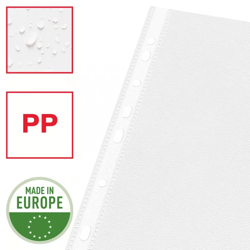 Esselte Fundas transparentes A4 – Economy –, 210 x 297 mm (A4), transparente, polipropileno (PP), vertical, superior, 230 mm