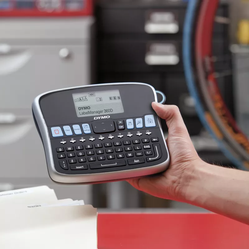 DYMO LabelManager Impresora de etiquetas de sobremesa | 360D Impresora de etiquetas manual recargableFácil de usarTeclas inteligentes One-TouchTeclado QWERTZPantalla grande | Para organizar en casa y en la oficina