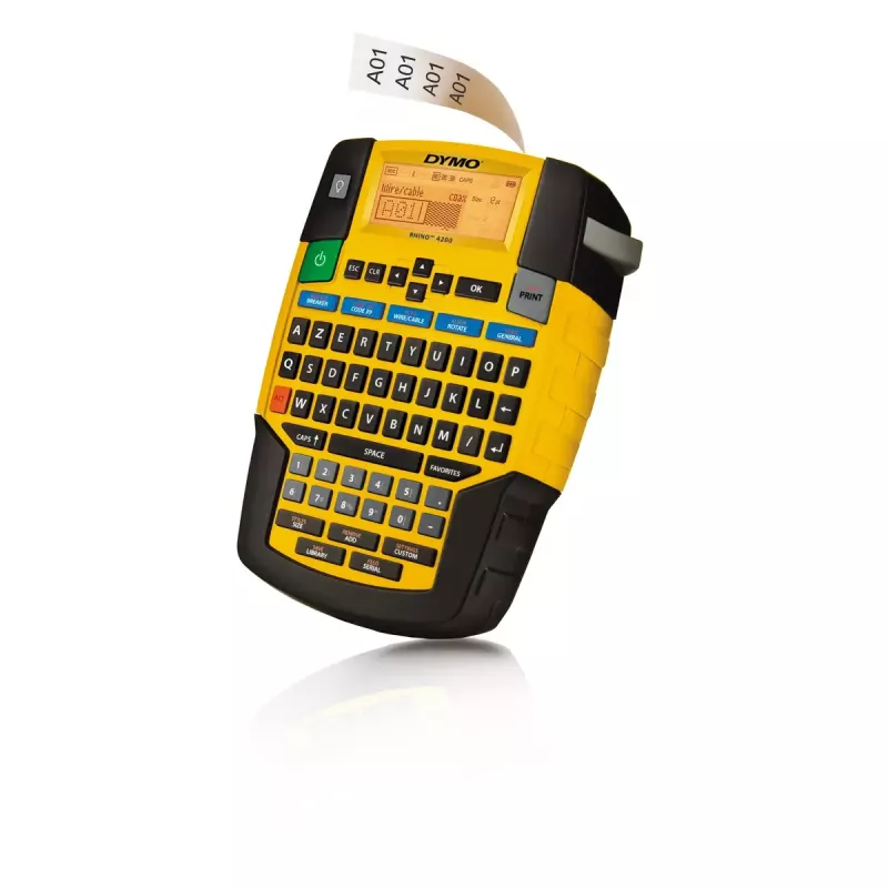 DYMO RHINO 4200 Impresora de etiquetas industrial | Teclado AZERTY y teclas de acceso rápido que ahorran tiempo | Impresora de etiquetas robusta para obras y tareas de rotulación exigentes