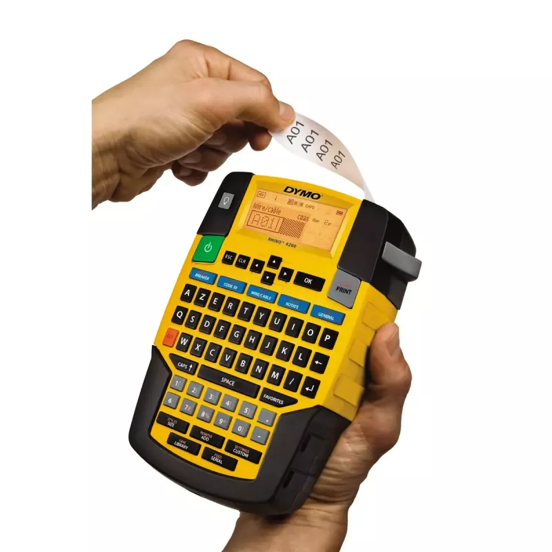 DYMO RHINO 4200 Impresora de etiquetas industrial | Teclado AZERTY y teclas de acceso rápido que ahorran tiempo | Impresora de etiquetas robusta para obras y tareas de rotulación exigentes