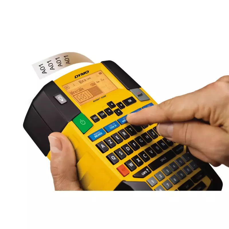 DYMO RHINO 4200 Impresora de etiquetas industrial | Teclado AZERTY y teclas de acceso rápido que ahorran tiempo | Impresora de etiquetas robusta para obras y tareas de rotulación exigentes