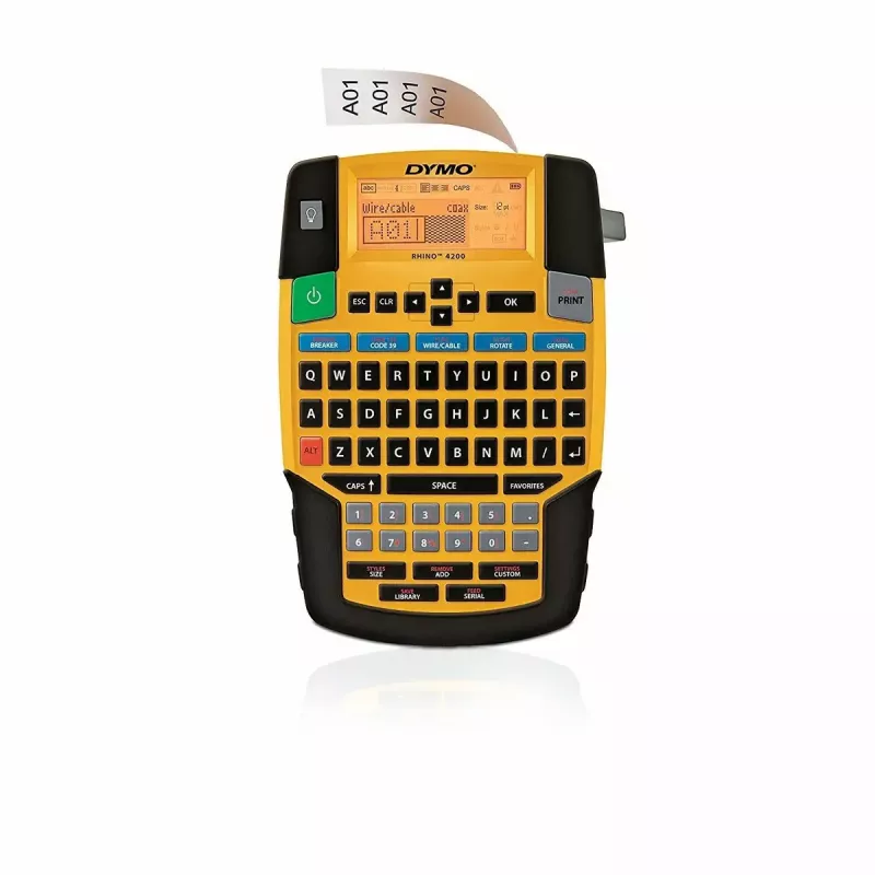 Impresora de etiquetas Dymo Rhino 4200 Wireless QWERTY — transferencia térmica, pantalla LED, batería de Li‑ion, inalámbrica, 100 formatos de etiquetas