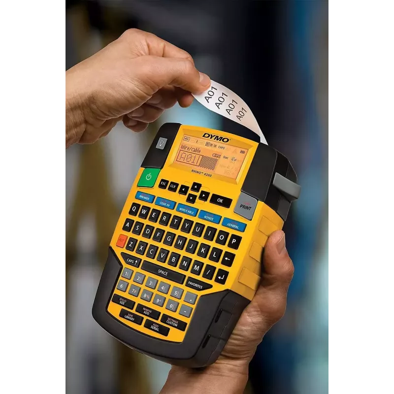 Impresora de etiquetas Dymo Rhino 4200 Wireless QWERTY — transferencia térmica, pantalla LED, batería de Li‑ion, inalámbrica, 100 formatos de etiquetas
