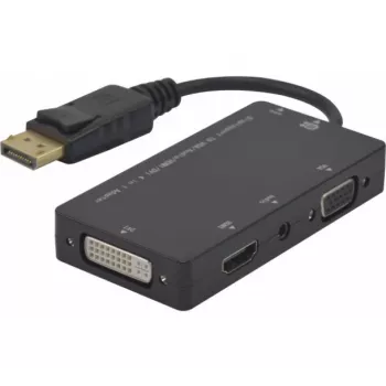 Hypertec 127377-HY Adaptador de cable de vídeo DisplayPort DVI-D + VGA (D-Sub) + HDMI negro