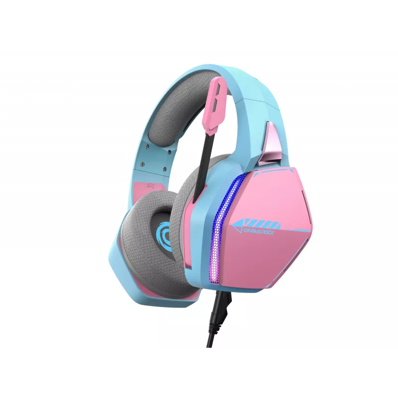 Oniverse auriculares gaming Nebula - Diva Pink (multiplataforma), con cable, gaming, 20 - 20000 Hz, 356 g, auriculares, cian, rosa