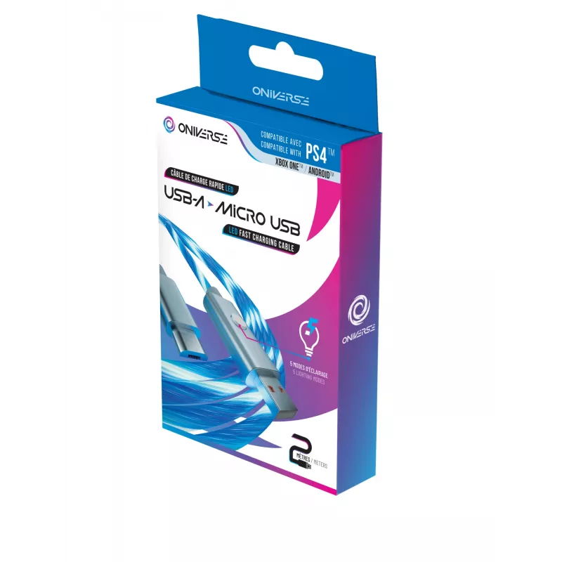 Oniverse cable de carga Micro-USB con LED – 2 metros – blanco (multiplataforma)