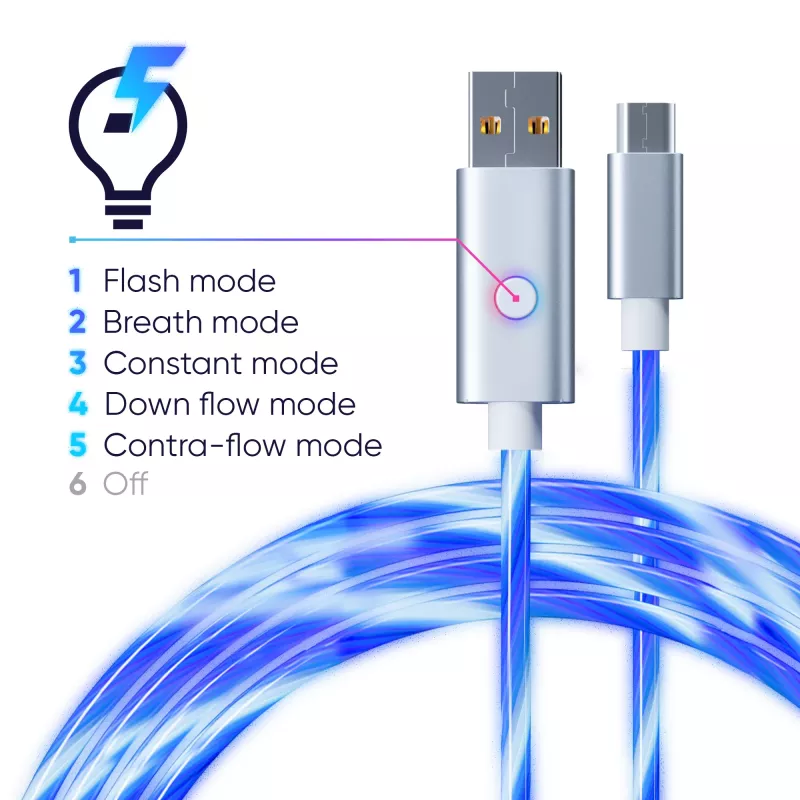 Oniverse cable de carga Micro-USB con LED – 2 metros – blanco (multiplataforma)