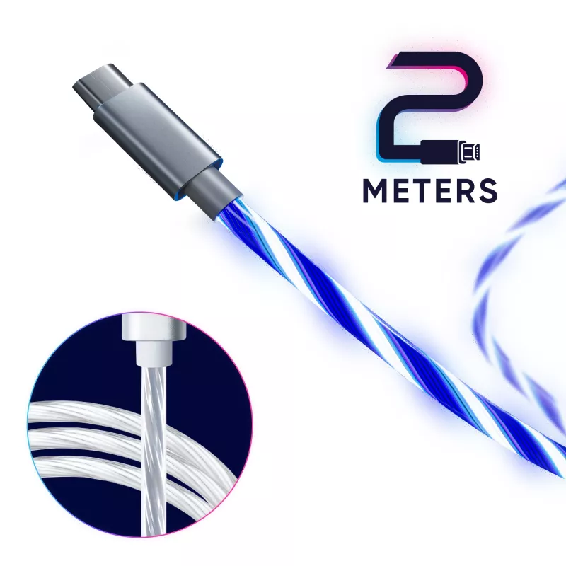Oniverse cable de carga Micro-USB con LED – 2 metros – blanco (multiplataforma)