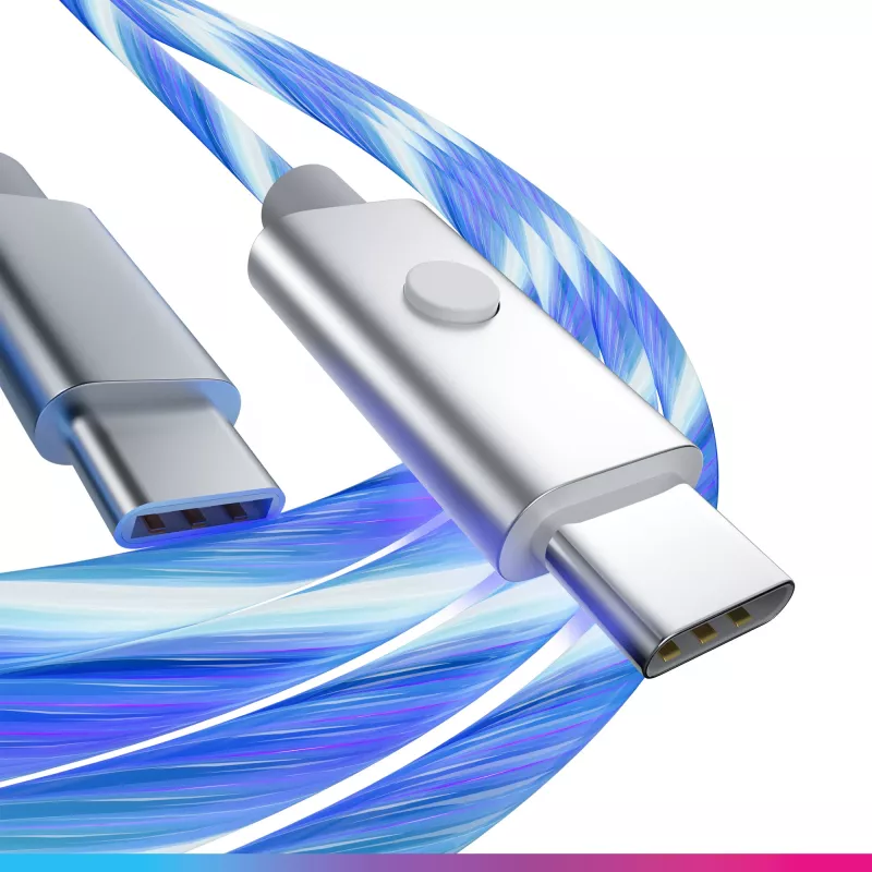 Oniverse cable de carga rápida USB-C a USB-C – 2 metros – LED (multiplataforma)