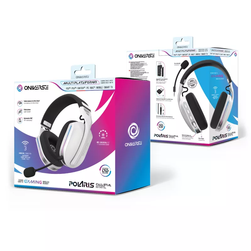 Auriculares gaming inalámbricos Oniverse Polaris - Celestial White (Multiplataforma)