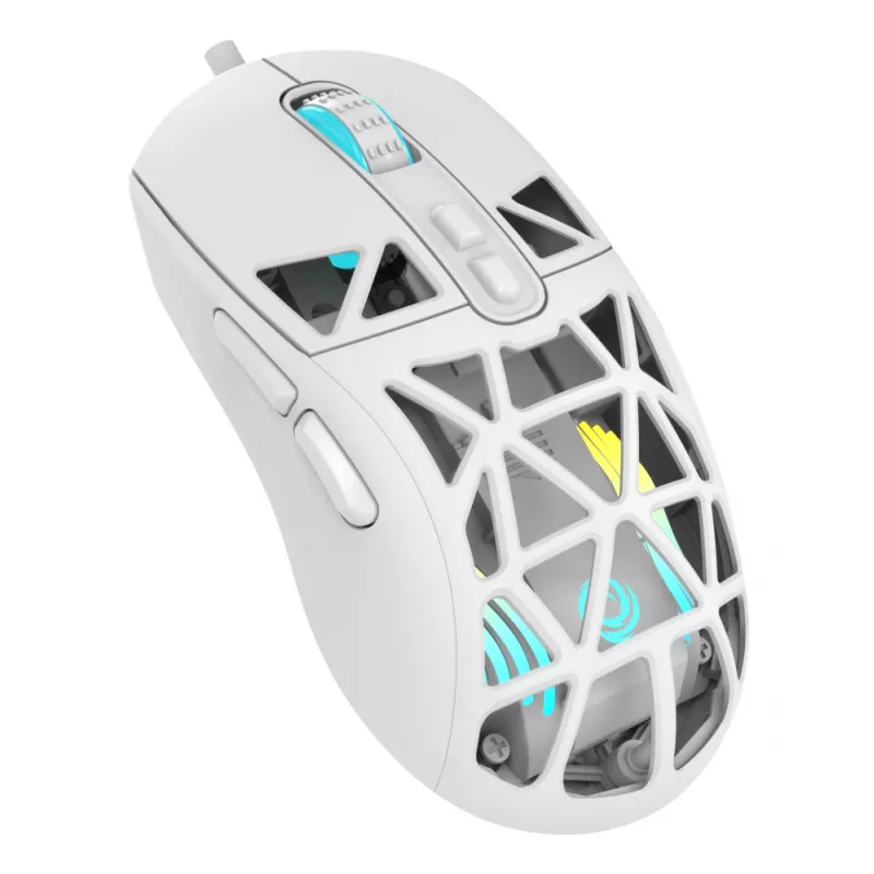 Oniverse - Ratón gaming con cable Kryo - Luxion White (PC), Ambidiestro, Óptico, USB Type-A, 13800 DPI, Blanco