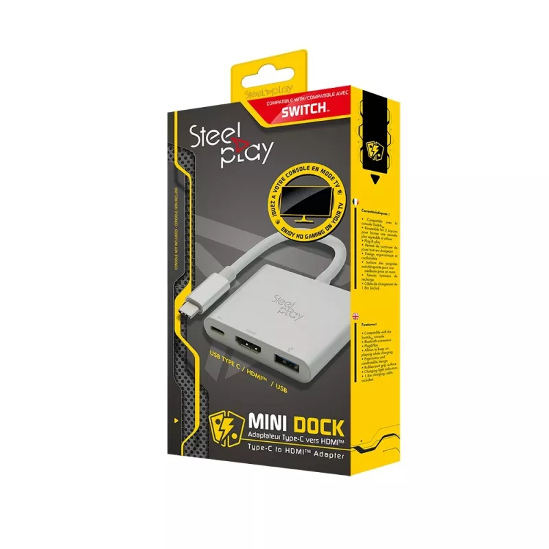 Steelplay Mini Dock - adaptador HDMI (Switch), USB Type-C, salida HDMI