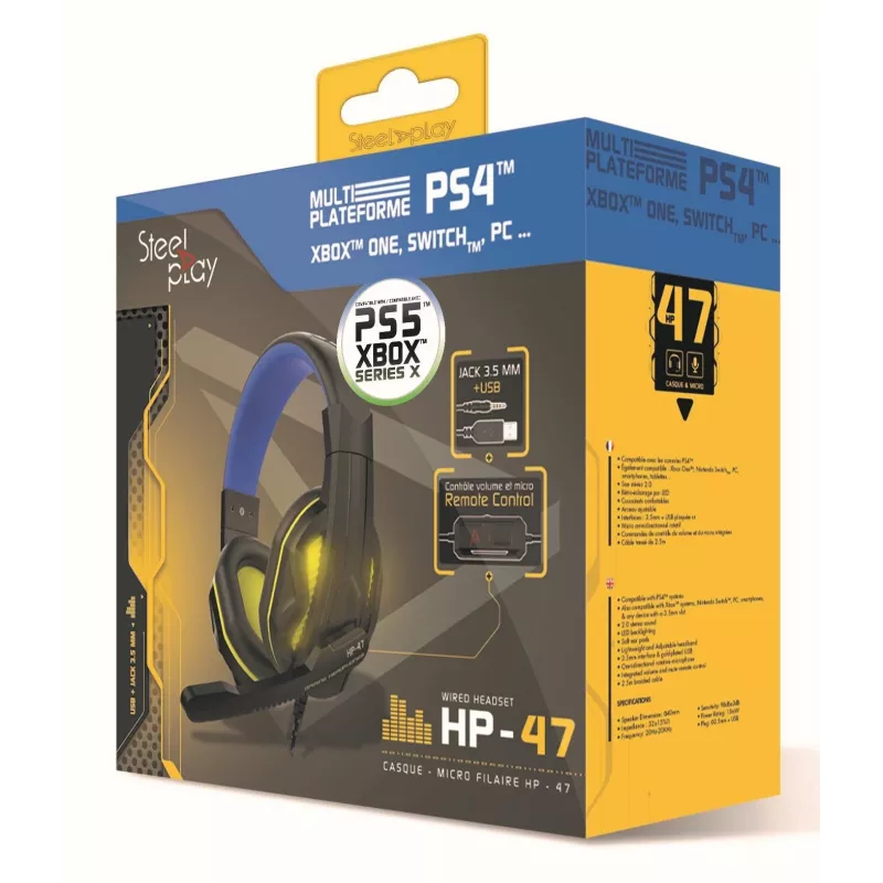 Steelplay HP47 auriculares con cable diadema gaming negro, amarillo