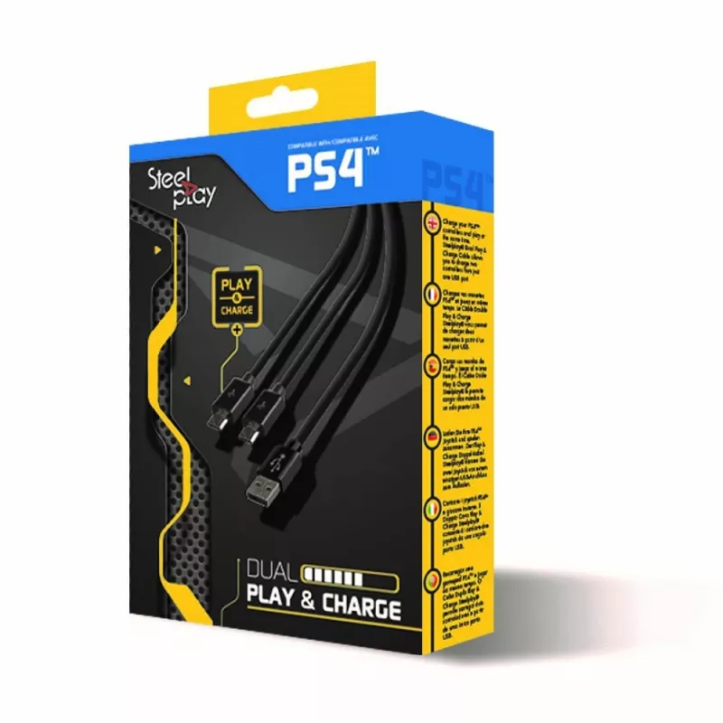 Steelplay cable Dual Play & Charge para mando - negro (PS4)