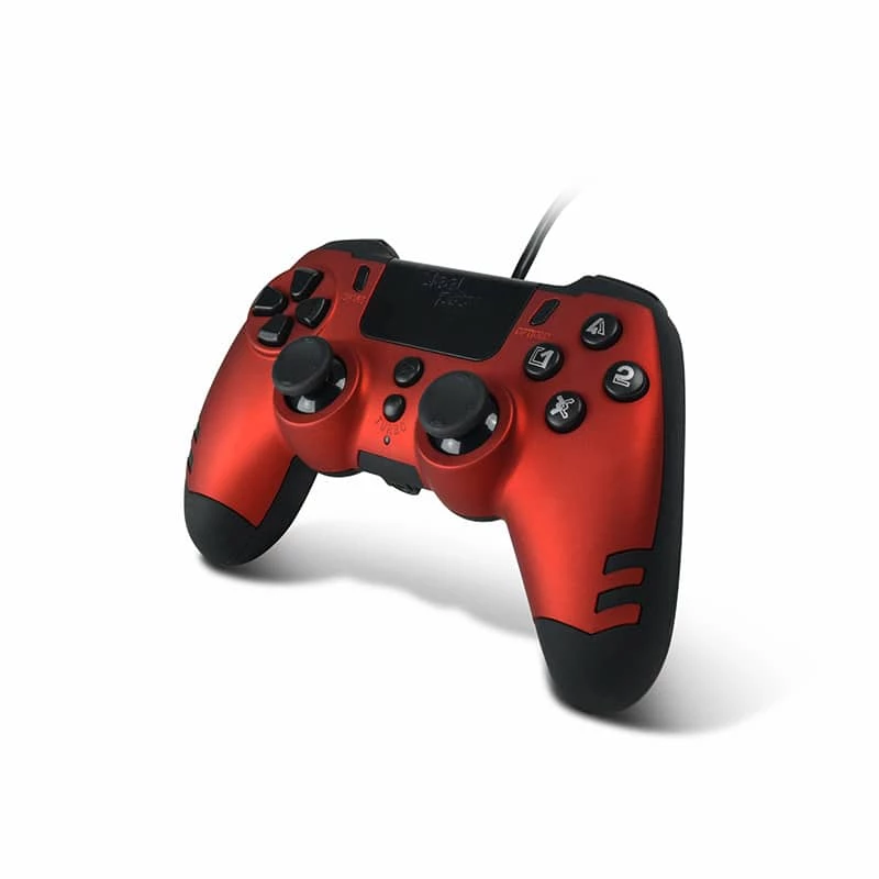 Lexip Metaltech – mando con cable – rojo rubí (Multi), gamepad, PC, PlayStation 4, D-Pad, botón Home, botón Options, botón Share, analógico/digital, multicolor, con cable