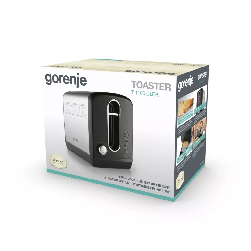 Gorenje T1100CLBK 6 2 rebanadas 1100 W negro