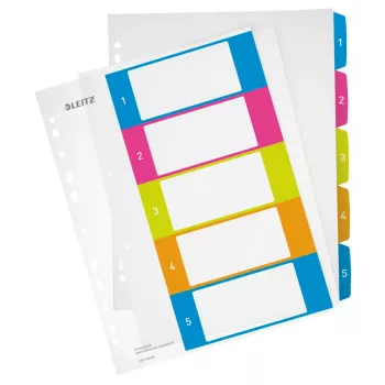 Leitz índices imprimibles PP A4+ 1-5 WOW, registro numérico, polipropileno (PP), A4 maxi, 245 mm, 305 mm