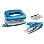 Leitz set grapadora y perforadora Mini WOW, 10 hojas, azul, metálico, metal, plástico, 80 g/m², 3,5 cm, trasero
