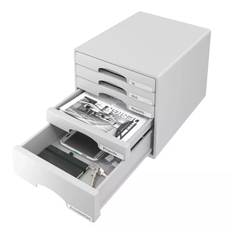 Leitz cajonera Plus 5 cajones, 5 cajones, plástico, gris, 287 x 363 x 270 mm