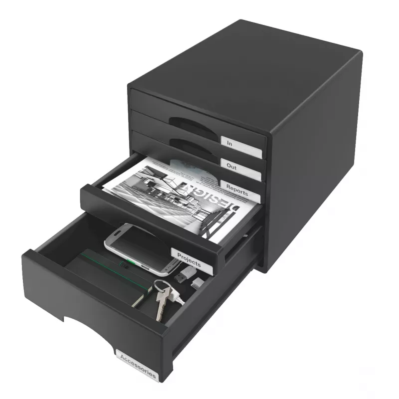 Leitz cajonera Plus con 5 cajones, 5 cajón(es), plástico, negro, 287 x 363 x 270 mm