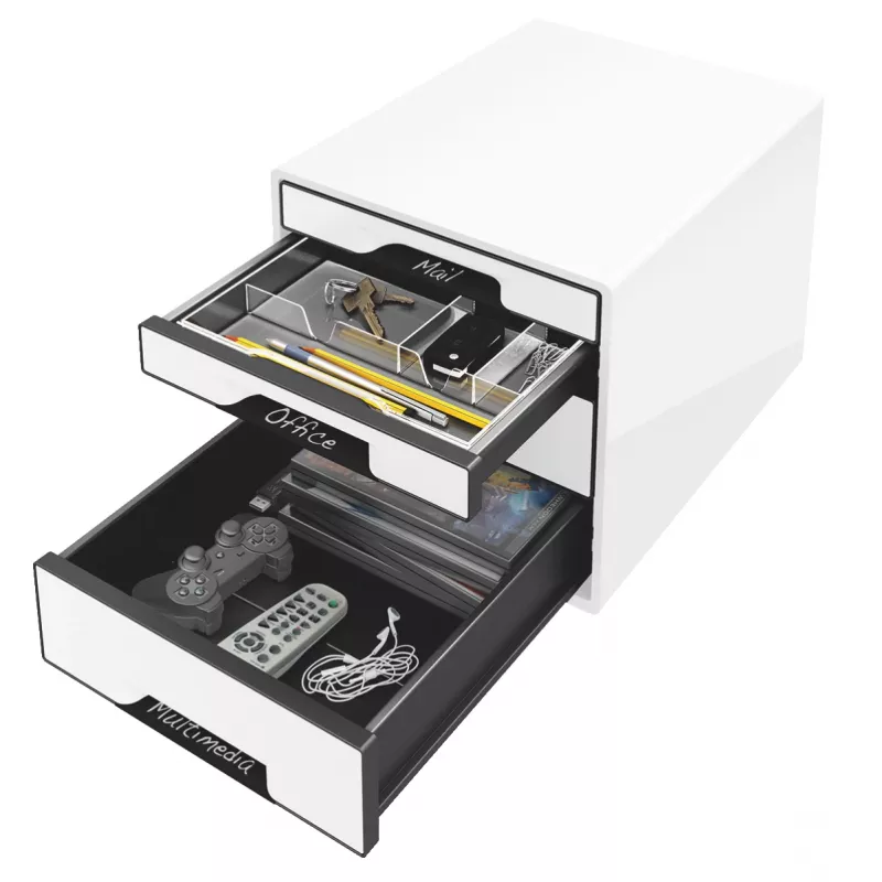 Leitz 52520001 organizador de cajones de escritorio poliestireno negro, blanco