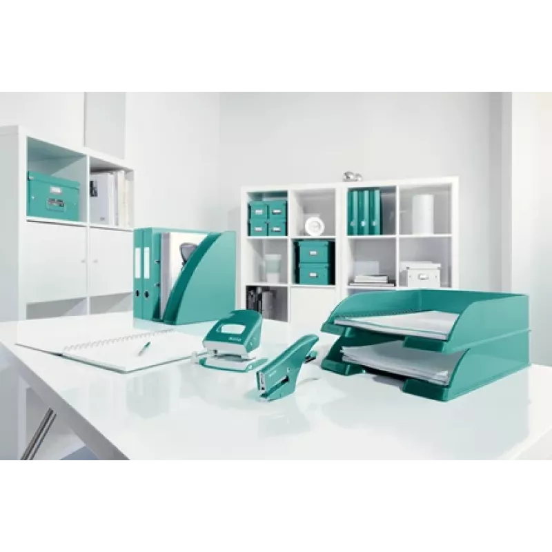 Leitz WOW grapadora, 15 hojas, turquesa, P2, n.º 10, 80 g/m², 4,95 cm, trasera