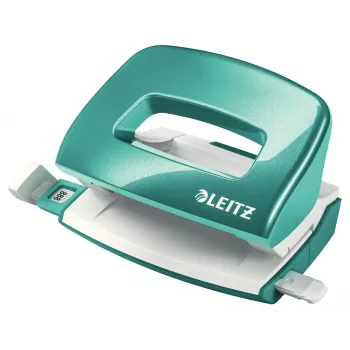 Leitz NeXXt perforadora WOW Mini 2 taladros / 10 hojas, 10 hojas, turquesa, gris, plástico, 8 cm, 5,5 mm, A4