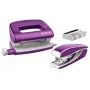 Leitz set grapadora y perforadora Mini WOW, 10 hojas, metálico, violeta, metal, plástico, 80 g/m², 3,5 cm, trasera