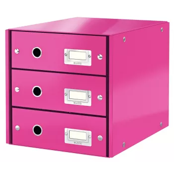 Leitz Click & Store WOW cajonera (3 cajones), rosa, cartón, 286 mm, 358 mm, 282 mm, 2,21 kg