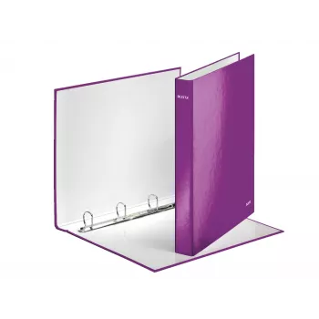 Leitz archivador de anillas WOW laminado A4+ 4DR/25 mm, A4, cartón, metálico, violeta, 230 hojas, 80 g/m², 2,5 cm