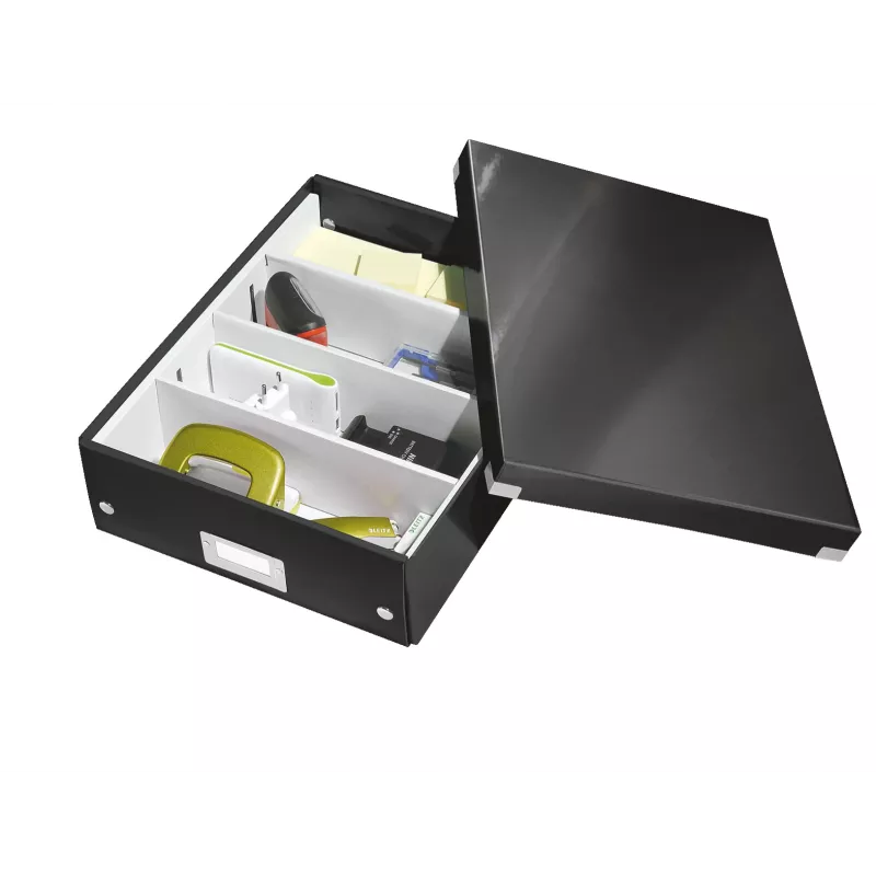 Leitz Click & Store WOW Caja organizadora mediana, Negro, Cartón, 880 g