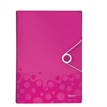 Leitz Carpeta de proyecto WOW PP, Archivo de anillas convencional, A4, Polipropileno (PP), Metálico, Rosa, 200 hojas, 254 mm